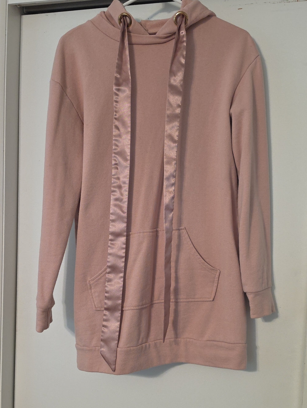 Women’s Satin-Trim Hoodie Sweatshirt - Blush Pink